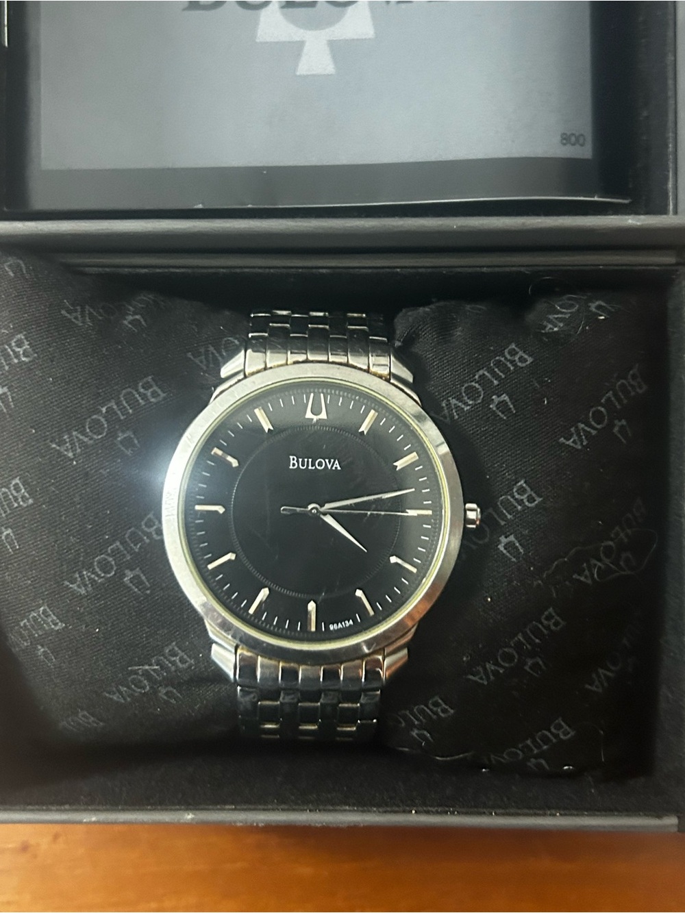 Bulova Silver and Black Men's Stainless Steel Bracelet Watch